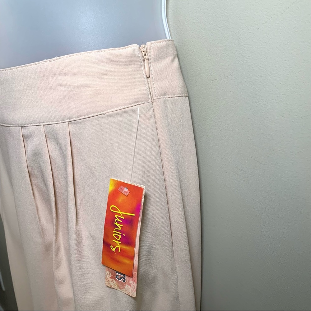 Blush Pink High Waist Wide Leg Palazzo Pants Junior M Pleated Side Zip Marlene - Picture 2 of 11